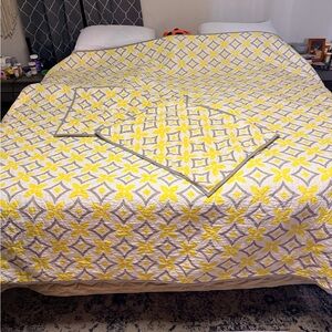 The Big One Yellow and Gray Floral Quilt